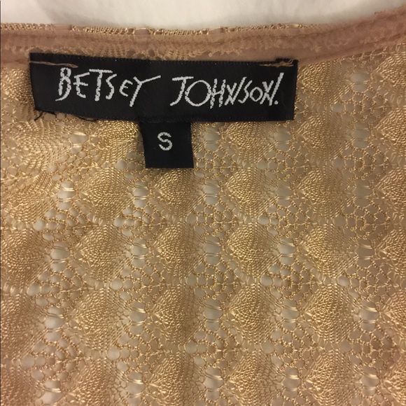 Betsey Johnson gold lace blouse w/nude Cami Small - Picture 2 of 4